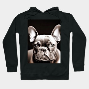 Detailed & Exquisite Frenchie: A Chromatic Photorealistic Greyscale Portrait Hoodie